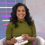 Sheinelle’s green button-shoulder ribbed dress on Today