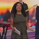 Sheinelle’s khaki green belted dress on Today