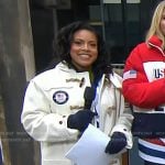 Sheinelle’s white toggle coat on Today