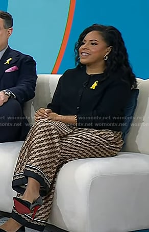 Sheinelle’s beige print wide-leg pants on Today