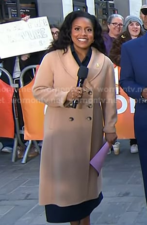 Sheinelle's beige shawl collar double breasted coat on Today
