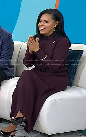 Sheinelle’s burgundy belted knit dress on Today
