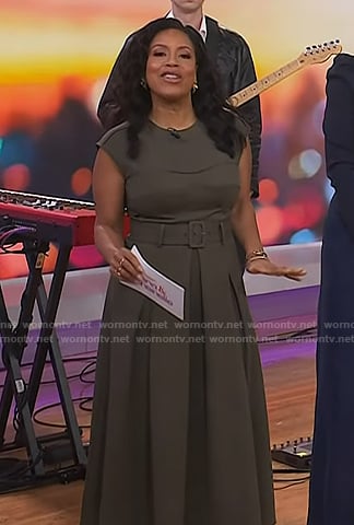 Sheinelle’s khaki green belted dress on Today