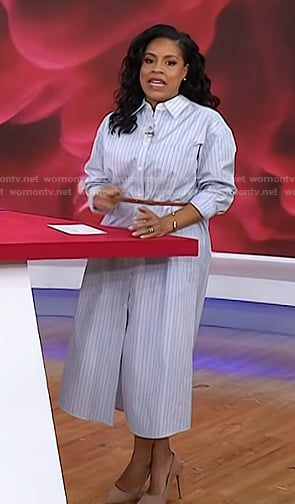 Sheinelle’s striped belted shirtdress on Today
