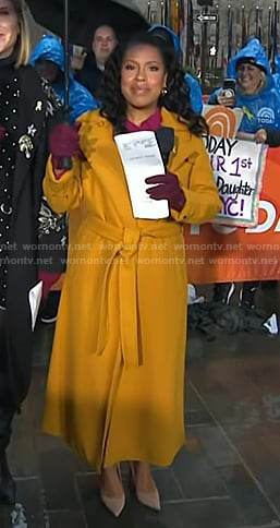 Sheinelle's yellow belted trench coat on Today