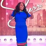 Sherri's blue stripe hem skirt on Sherri