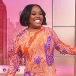 Sherri’s orange tie dye embellished mesh dress on Sherri