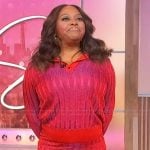 Sherri’s red ribbed polo and skirt on Sherri