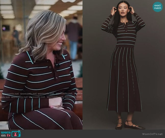 Siempre x Anthropologie Collared Long-Sleeve A-Line Midi Dress worn by Brook Walker on NBC News Daily