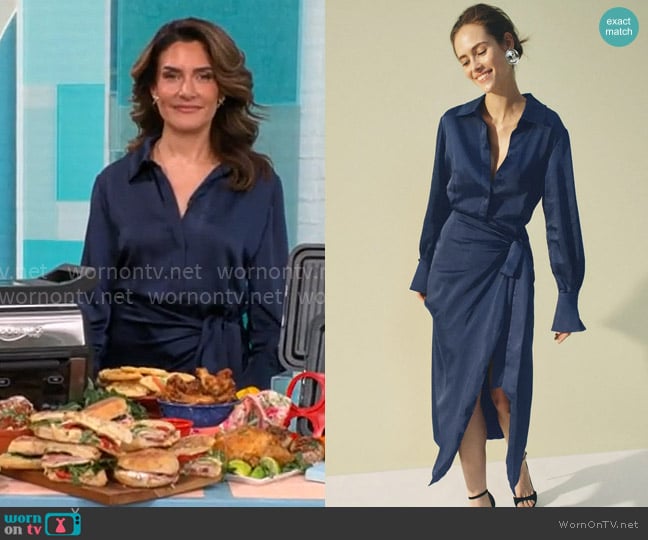 Adriane Kiss’s navy blue shirtdress on CBS Mornings Adriane Kiss’s navy blue shirtdress on CBS Mornings