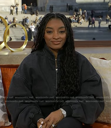 Simone Biles’s black bomber jacket on Today