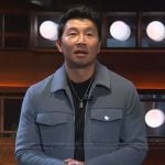 Simu Liu’s gray jacket on The Kelly Clarkson Show