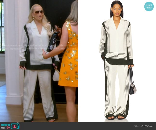 Sir. Leilana Top in Garden Stripe worn by Erika Jayne on The Real Housewives of Beverly Hills