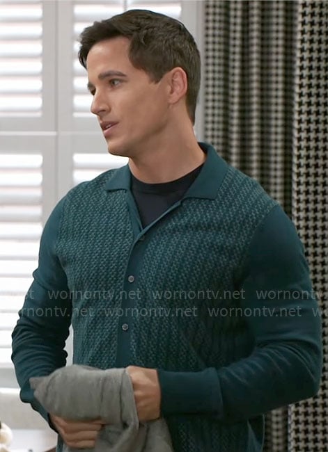 Smitty’s green button front knit shirt on Beyond the Gates