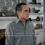 Sonny’s grey textured print shirt on General Hospital