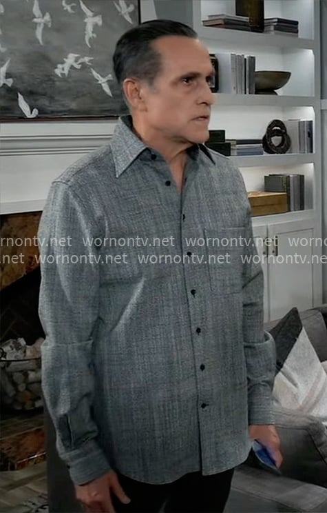 Sonny’s grey textured print shirt on General Hospital