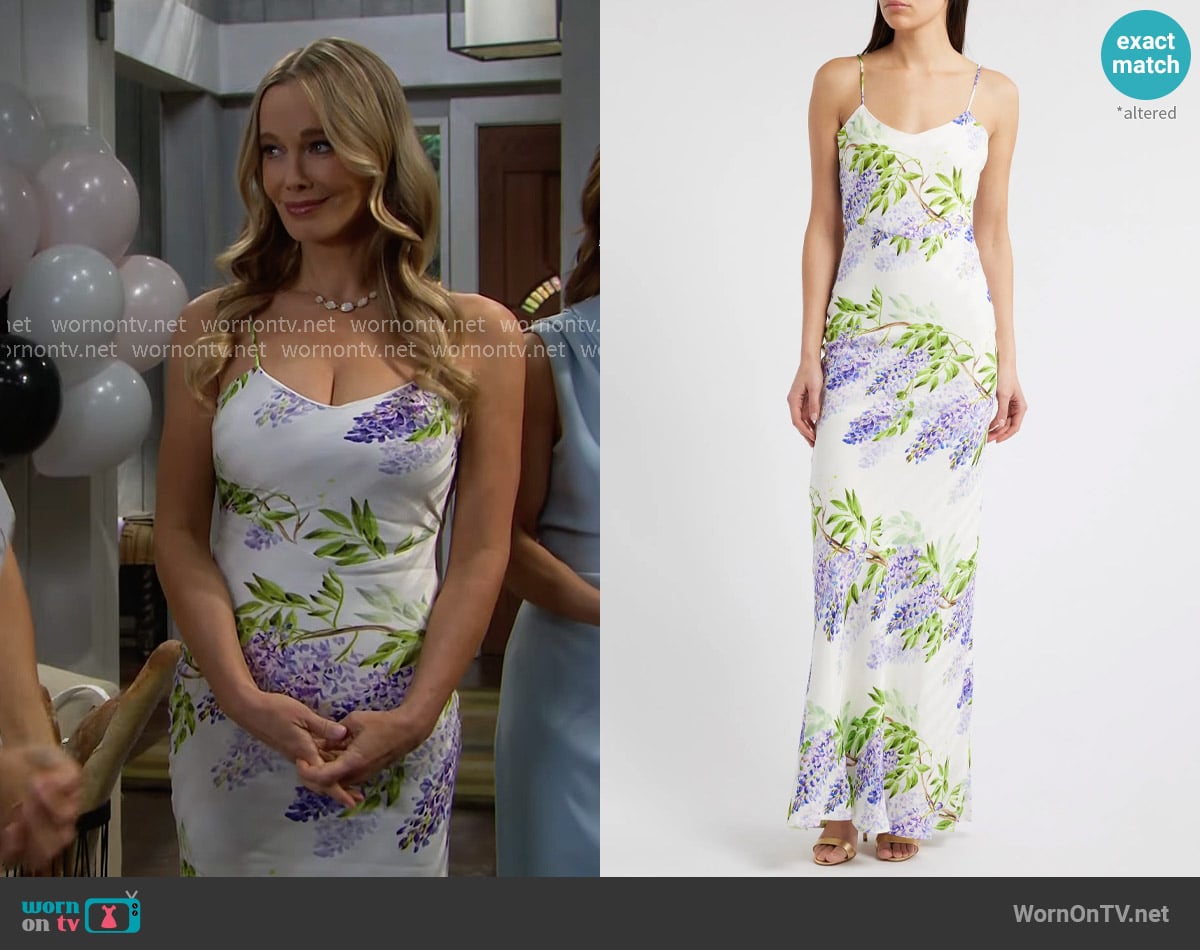 Sonya Moda Juliette Floral Maxi Slipdress in Wisteria worn by Donna Logan (Jennifer Gareis) on The Bold and the Beautiful