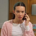 Sophia’s pink cable knit cardigan on Days of our Lives