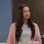 Sophia's pink cable knit cardigan on Days of our Lives