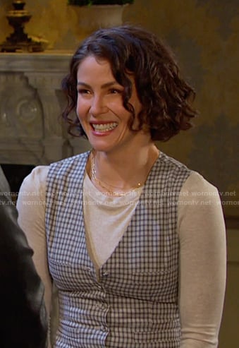 Srah's grey check vest on Days of our Lives