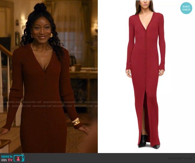 Staud Shoko Maxi Sweater Dress worn by Samira Fisher (Keke Palmer) on The Burbs