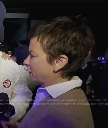 Stephanie’s beige cable knit v-neck sweater on Today