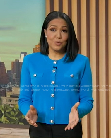 Stephanie’s blue cardigan on Good Morning America