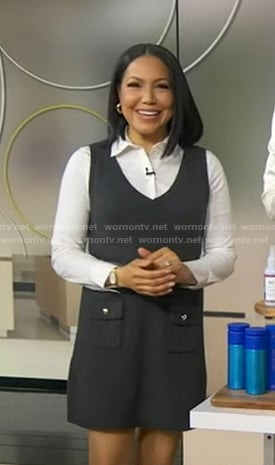 Stephanie’s grey knit mini dress on Good Morning America
