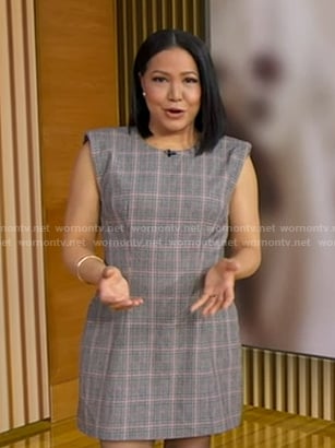 Stephanie’s grey plaid mini dress on Good Morning America