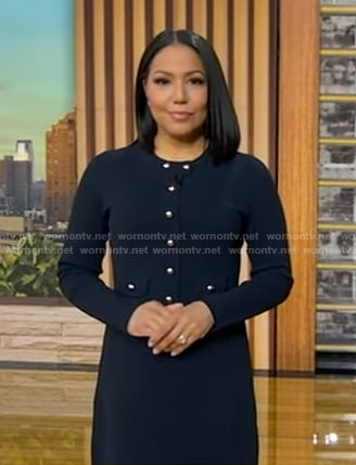 Stephanie’s navy bottoned knit dress on Good Morning America