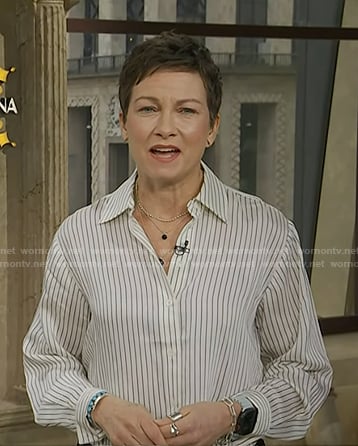 Stephanie’s white pinstripe shirt on Today