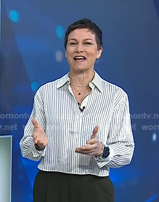 Stephanie's white pinstripe shirt on Today