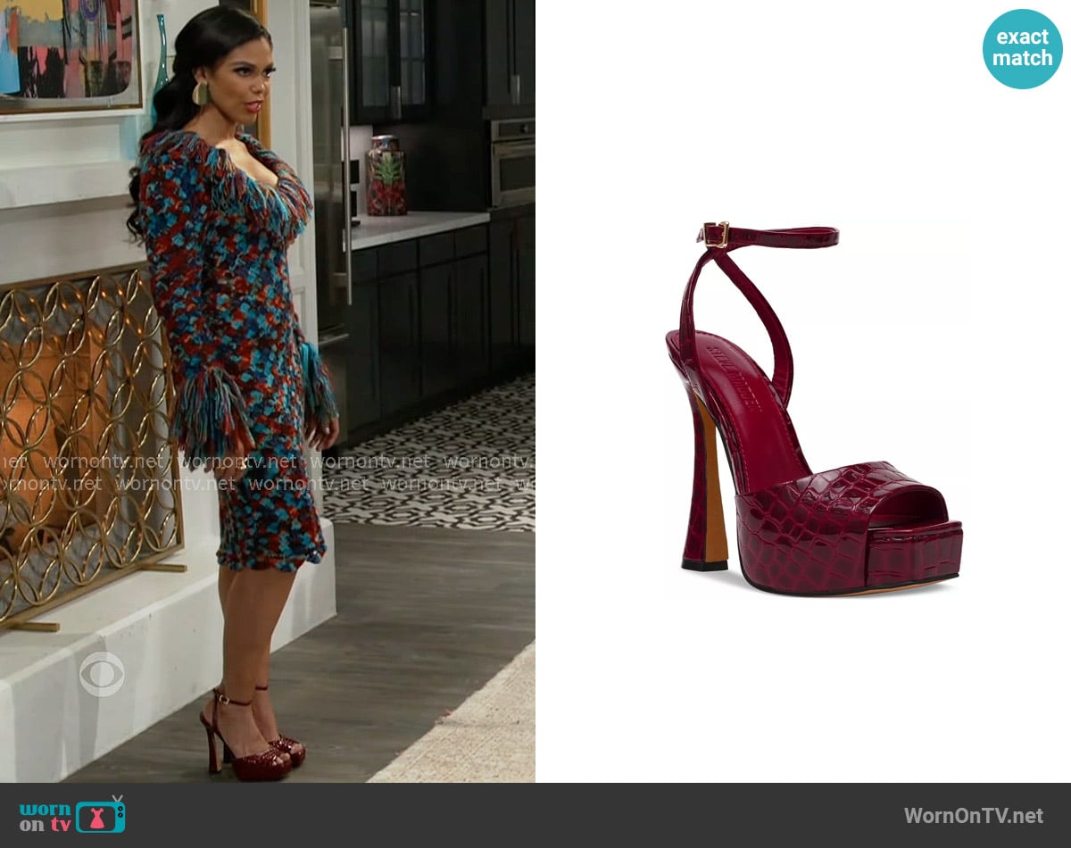 Steve Madden Sass Sandals worn by Dani Dupree (Karla Mosley) on Beyond the Gates