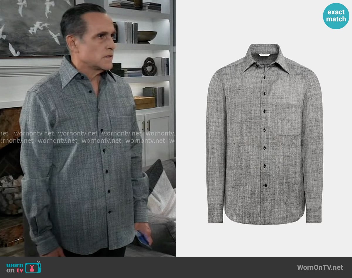 Sonny’s grey textured print shirt on General Hospital
