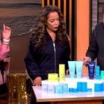 Sunny’s navy zip front jumpsuit on The View