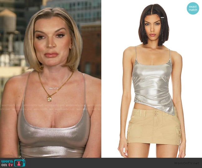 Superdown Lexie Metallic Halter Top worn by Lindsay Hubbard on Summer House