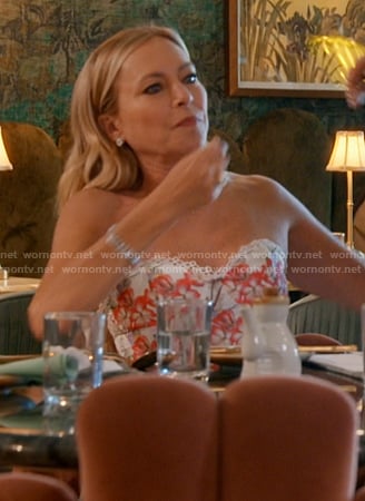 Sutton’s white floral lace trim top on The Real Housewives of Beverly Hills