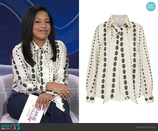 Suzannah London Ladybird Silk Twill Shirt worn by Sheinelle Jones on Today