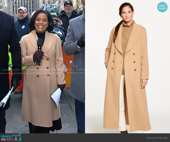 Talbots Wool Blend Shawl Collar Coat worn by Sheinelle Jones on Today