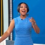 Tamron’s blue pointelle knit dress on Tamron Hall Show