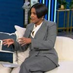 Tamron’s gray double breasted suit on Tamron Hall Show