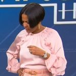 Tamron’s pink ruffle blouse on Tamron Hall Show