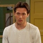 Tate's white textured henley on Days of our Lives