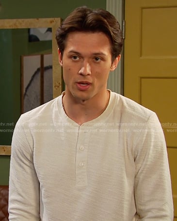 Tate’s white textured henley on Days of our Lives