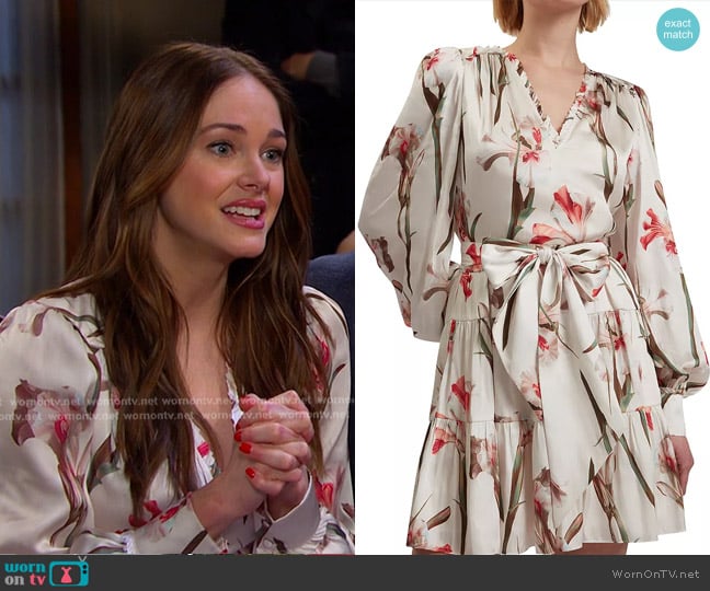 Ted Baker Cuiaba Floral Tie Waist Mini Dress worn by Stephanie Johnson (Abigail Klein) on Days of our Lives