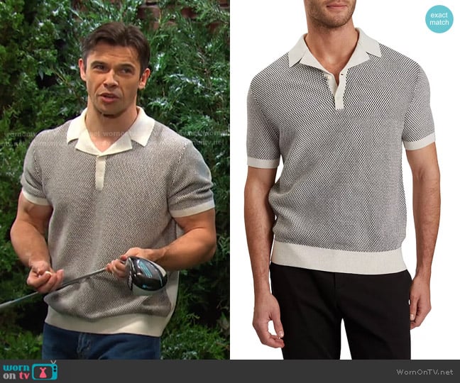 Ted Baker Gregry Small Stitch Knit Polo worn by Xander Kiriakis (Paul Telfer) on Days of our Lives