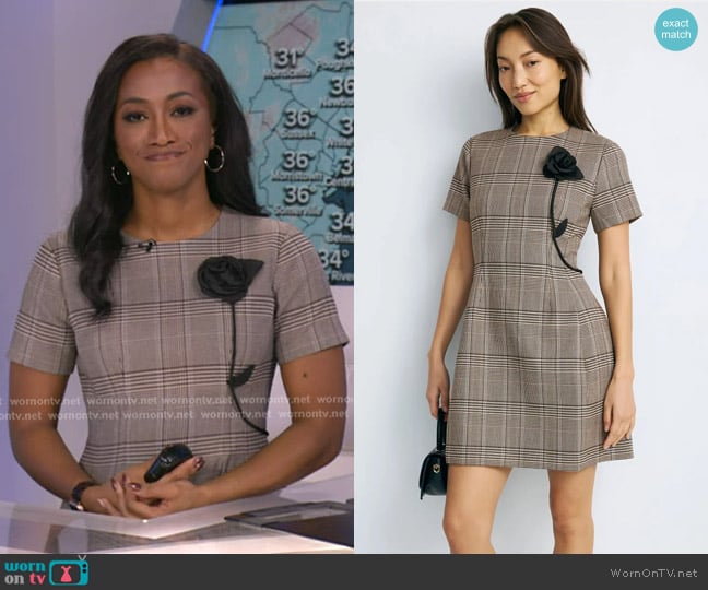 Ted Baker Lisa Plaid Mini Dress worn by Brittany Bell on Good Morning America