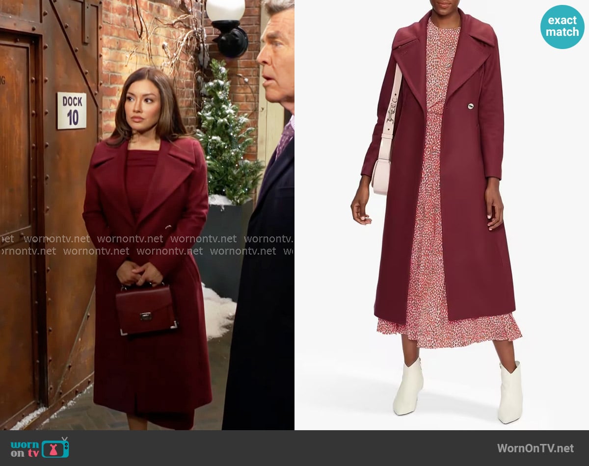 Ted Baker Rrosiey Coat worn by Audra Charles (Zuleyka Silver) on The Young and the Restless