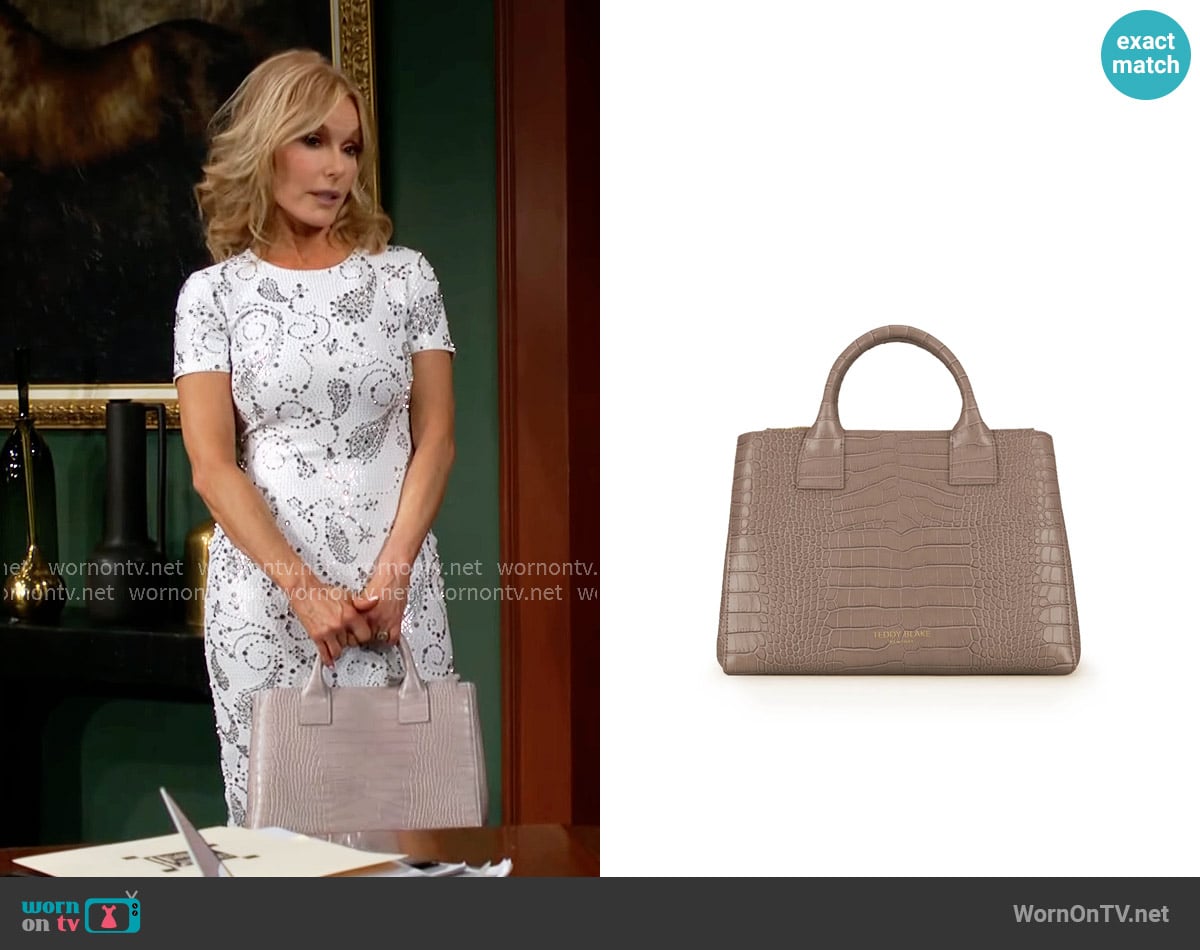 Teddy Blake Bella Croco Bag worn by Lauren Fenmore (Tracey Bregman) on The Young and the Restless