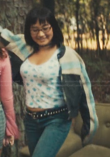 Teenage Helen's floral print tank and jacket on His & Hers